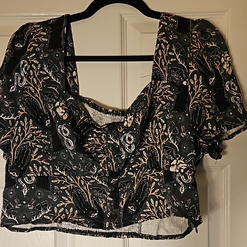 Green And Black Disturbia Crop Top